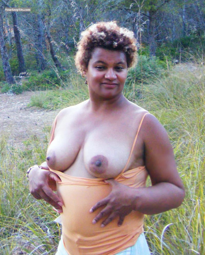 Tit Flash: Medium Tits - Topless Cynthia from France